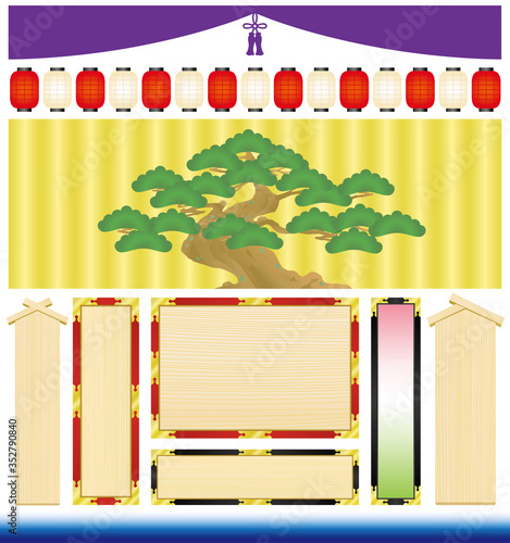 和風　舞台　日本　広告イラスト