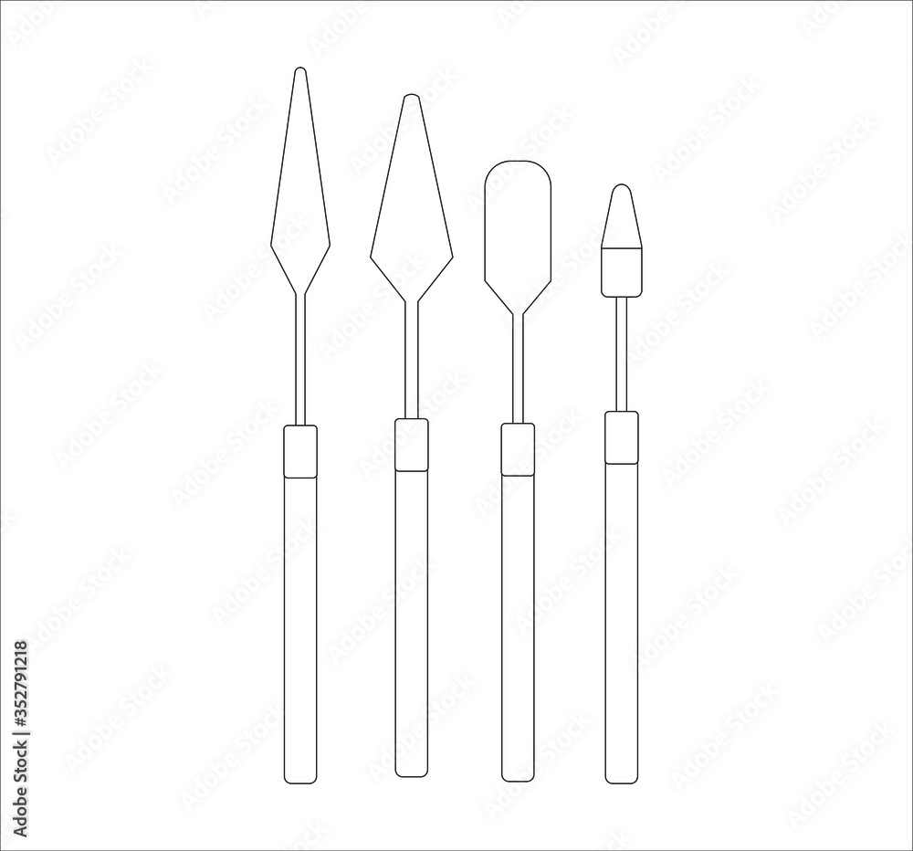 collection of brushes and spatulas to paint canvases. Illustrator for web and mobile design. collection of brushes and spatulas to paint canvases. Illustrator for web and mobile design.