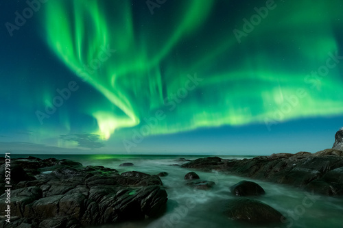 Konstfotografi Northern Lights in Norway at the Lofoten Island's