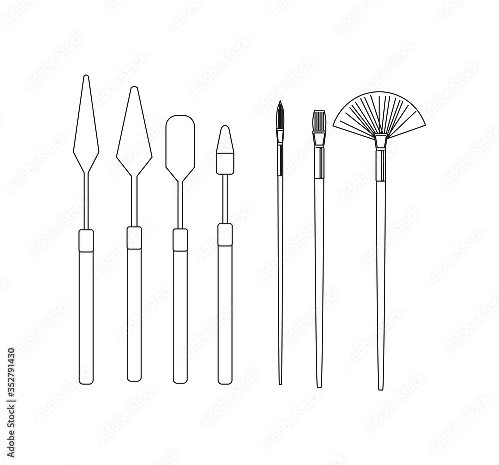 collection of brushes and spatulas to paint canvases. Illustrator for web and mobile design. collection of brushes and spatulas to paint canvases. Illustrator for web and mobile design.