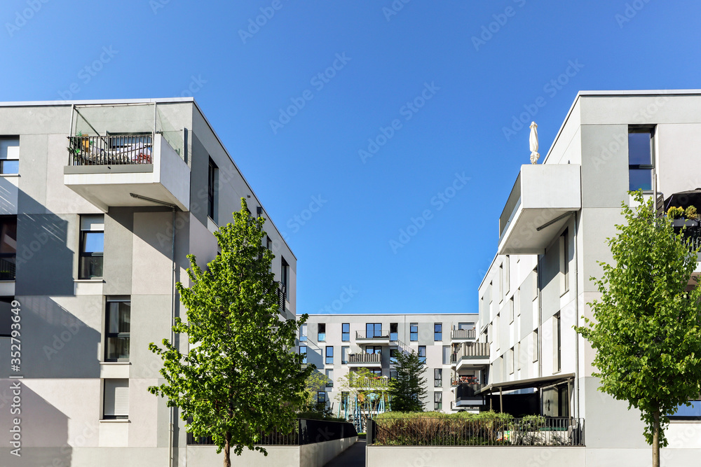 Cityscape with modern apartment buildings in a new residential area in the city, Concept for construction industy, estate agent and sale of condominiums