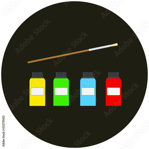 colored tempera pots. Illustrator for web and mobile design.