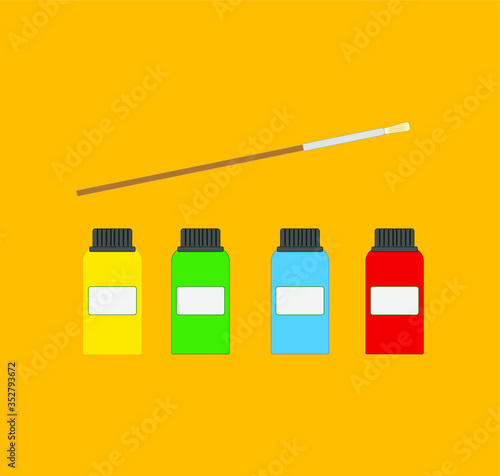 colored tempera pots. Illustrator for web and mobile design.