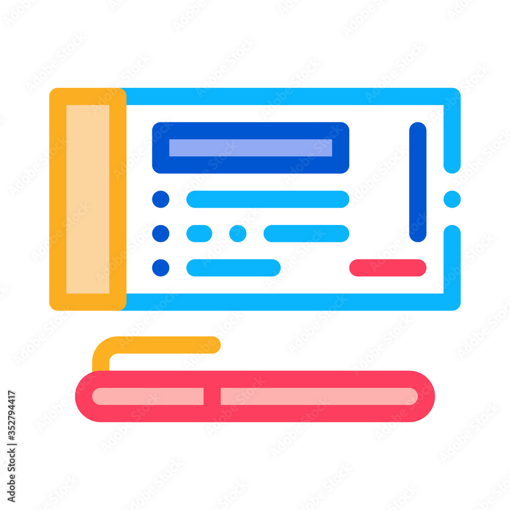 to fill out check with pen icon vector. to fill out check with pen sign. color symbol illustration to fill out check with pen icon vector. to fill out check with pen sign. color symbol illustration