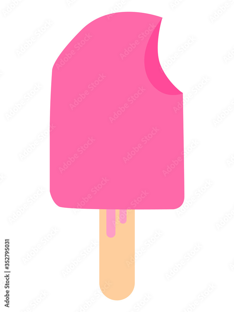 Pink ice cream with wooden stick Pink ice cream with wooden stick