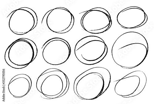 Hand drawn ink line circles or scribble circles vector collection