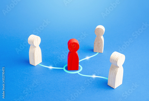 A person mediator makes contact between people. Mediation. Doing business through an experienced negotiator. Settlement of disputes through an authoritative and impartial arbitrator. Broker.