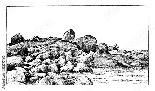 Frontal Moraine, vintage illustration.
