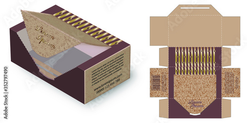 Box design with Die Cut Template for business purpose . Folding Packaging. Pack Isolated on white background. Container die-stamping ready for print
