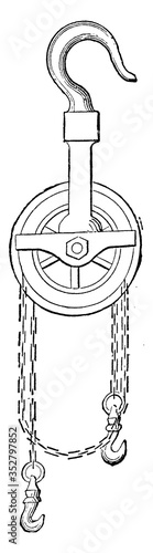 Pulley Blocks, vintage illustration.