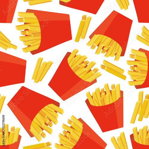 Seamless pattern with french fries . Vector illustration.
