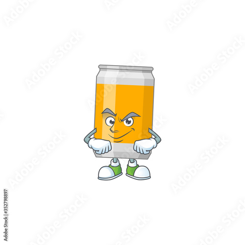 Beer can cartoon character design with sneaky face