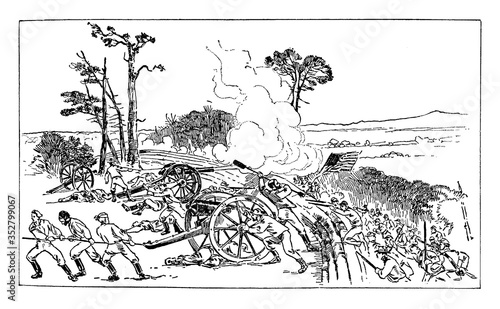 Battle of Missionary Ridge, vintage illustration.