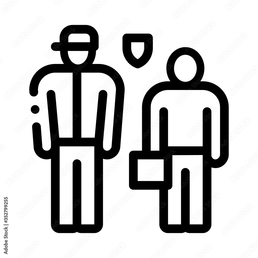 man with policeman icon vector. man with policeman sign. isolated contour symbol illustration man with policeman icon vector. man with policeman sign. isolated contour symbol illustration