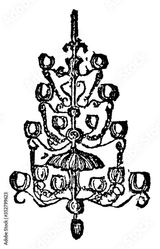 Chandelier, vintage illustration.