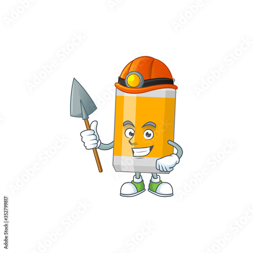 Beer can as a miner cartoon character design