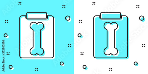 Black line X-ray shots icon isolated on green and white background. Random dynamic shapes. Vector Illustration