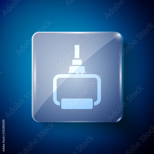 White TPX loop training equipment icon isolated on blue background. Sport equipment. Square glass panels. Vector Illustration