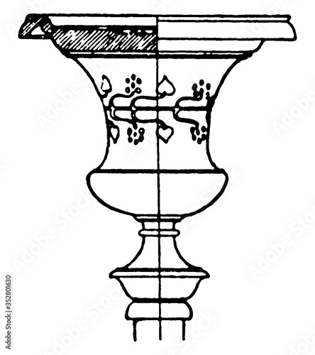 Antique Candelabrum Capital, vintage illustration.