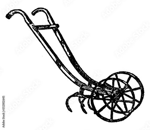 Wheel Hoe, vintage illustration.