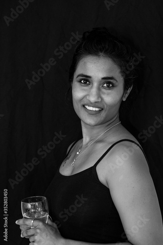 woman with a glass of wine