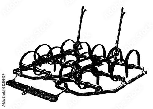Spring Tooth Harrow, vintage illustration.