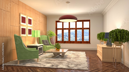 Interior of the living room. 3D illustration