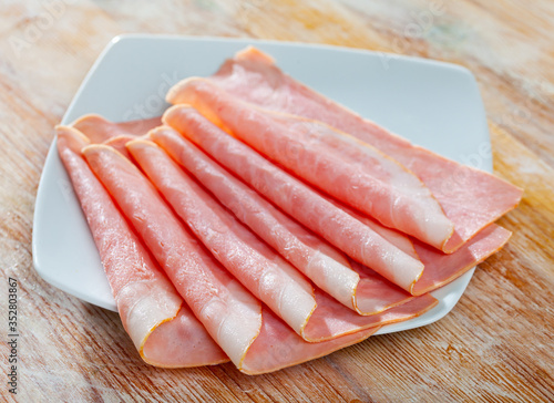 Boiled pork ham slices