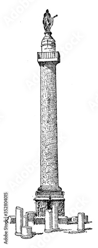 Column of Trajan, vintage illustration.