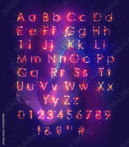 Cosmic alphabet, luminous letters