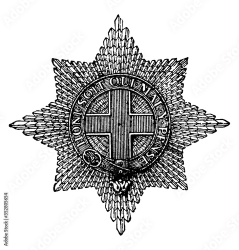 Order of the Garter Star, vintage illustration.
