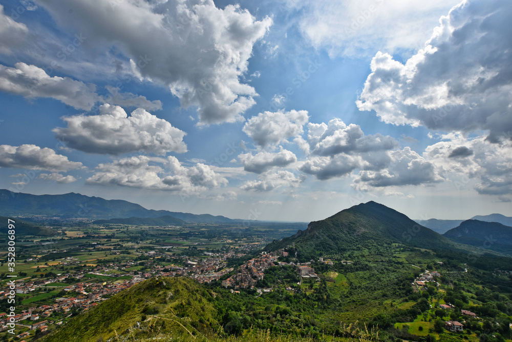 Panoramic view of the countryside in the province of Caserta, Italy