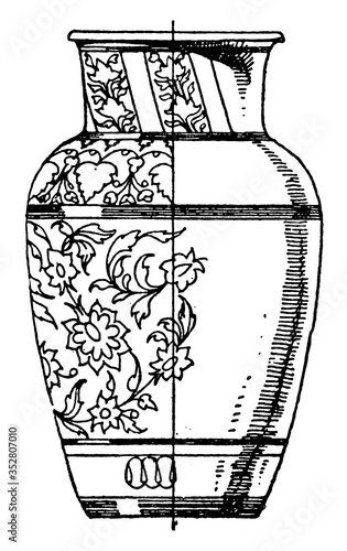 Modern Faience Urn, vintage illustration.