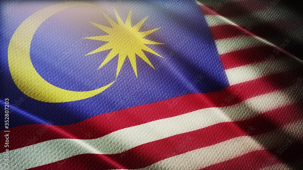 4k Malaysia National flag slow waving with visible wrinkles in Malaysian wind blue sky seamless loop background.A fully digital rendering;animation loops at 40 seconds;smooth texture. 4k Malaysia National flag slow waving with visible wrinkles in Malaysian wind blue sky seamless loop background.A fully digital rendering;animation loops at 40 seconds;smooth texture.