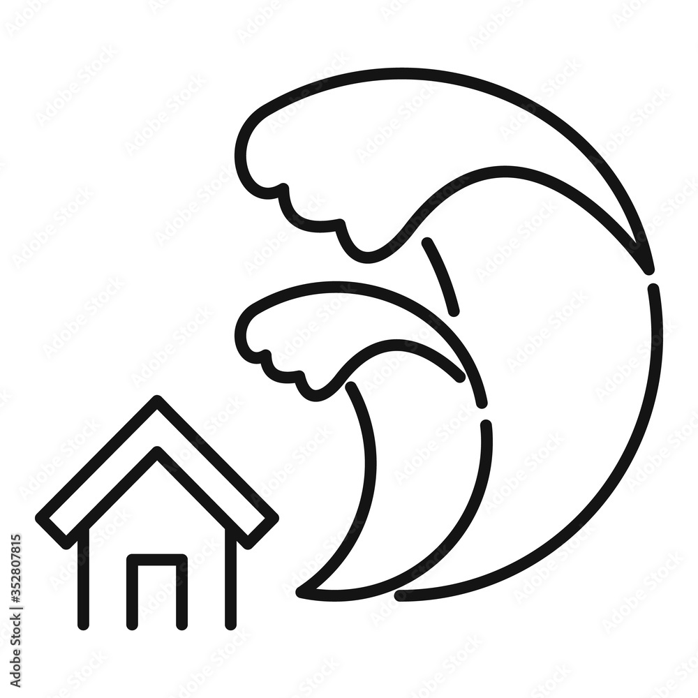 Tsunami disaster icon. Outline tsunami disaster vector icon for web design isolated on white background Tsunami disaster icon. Outline tsunami disaster vector icon for web design isolated on white background