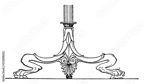 Antique Candelabrum Base, vintage illustration.