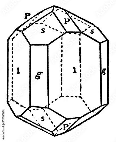 Cassiterite, vintage illustration.