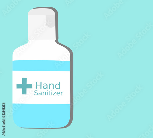 Hand sanitizer bottle. Disease prevention method. Avoid germs infection by using alcohol gel. Disinfectant product. Stop spreading contagious. Advertisement. Public info. Packaging design.