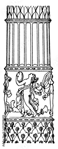 Roman Candelabrum Shaft, vintage illustration.