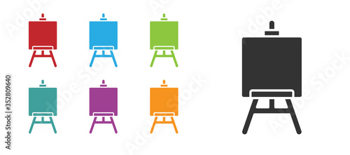 Black Wood easel or painting art boards icon isolated on white background. Set icons colorful. Vector Illustration