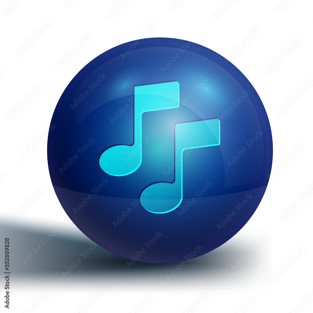 Blue Music note, tone icon isolated on white background. Blue circle button. Vector Illustration Blue Music note, tone icon isolated on white background. Blue circle button. Vector Illustration