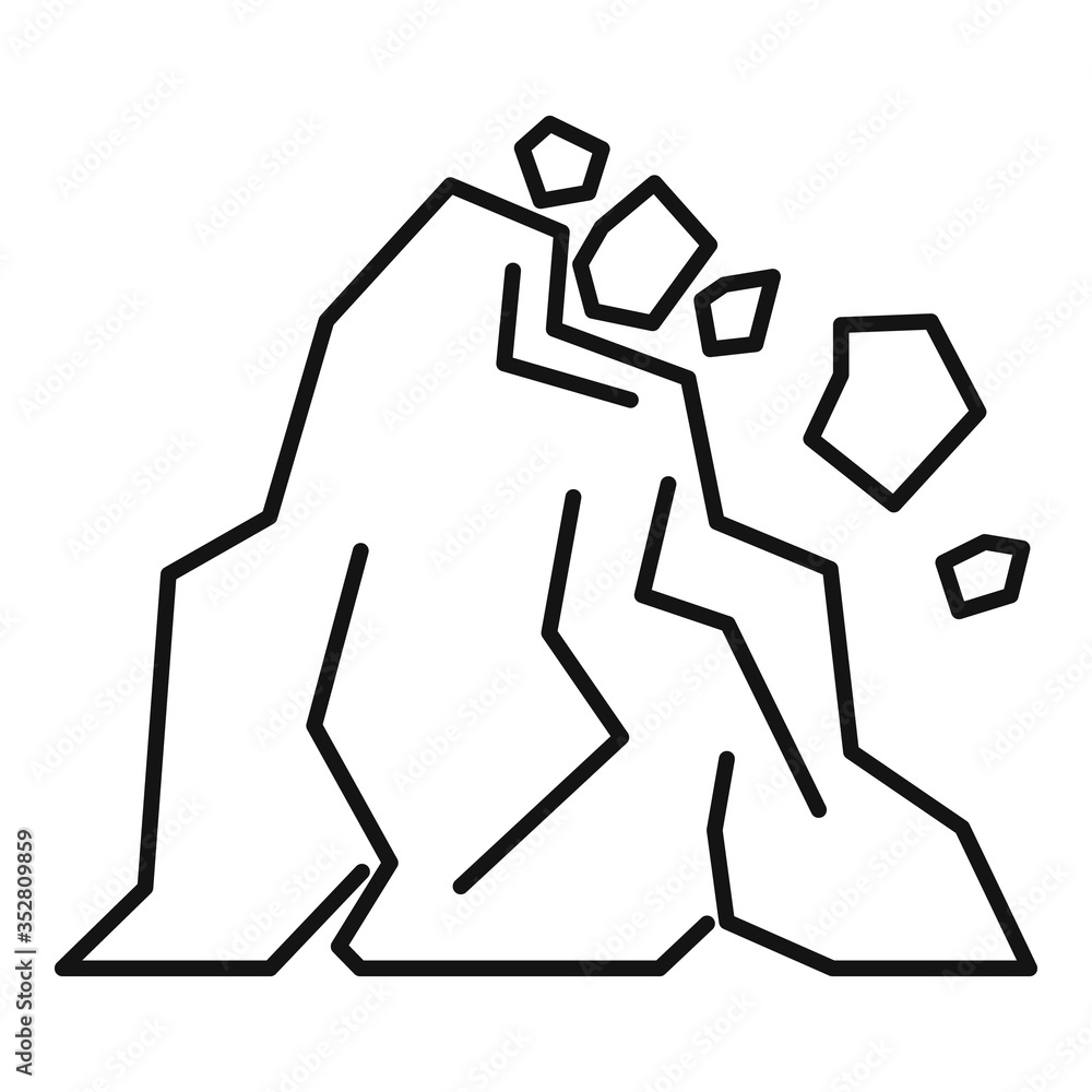 Danger landslide icon. Outline danger landslide vector icon for web design isolated on white background Danger landslide icon. Outline danger landslide vector icon for web design isolated on white background