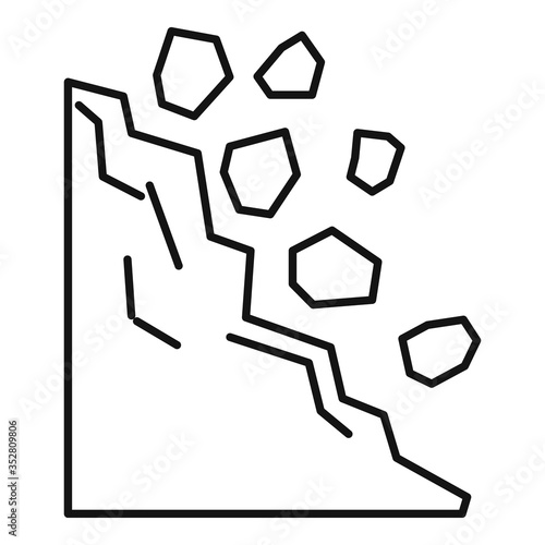 Road landslide icon. Outline road landslide vector icon for web design isolated on white background