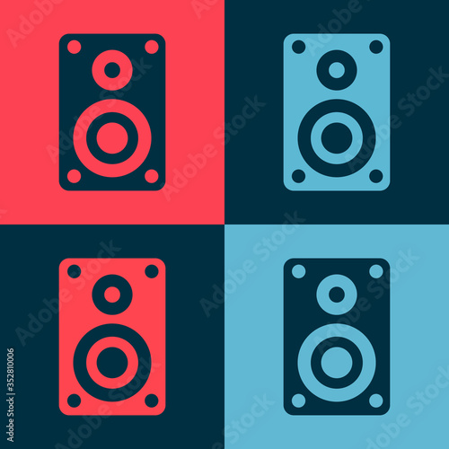 Pop art Stereo speaker icon isolated on color background. Sound system speakers. Music icon. Musical column speaker bass equipment. Vector Illustration