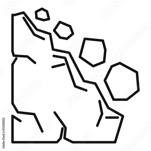 Landslide place icon. Outline landslide place vector icon for web design isolated on white background