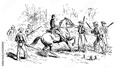 Soldier Taken Prisoner, vintage illustration