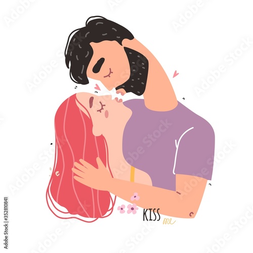Romantic couple in love kissing. World kissing Day