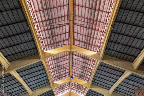 Detail of Roof interior in French Colonial market building, Saigon, Vietnam