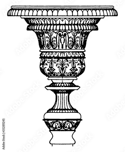 Antique Candelabrum Capital, vintage illustration.