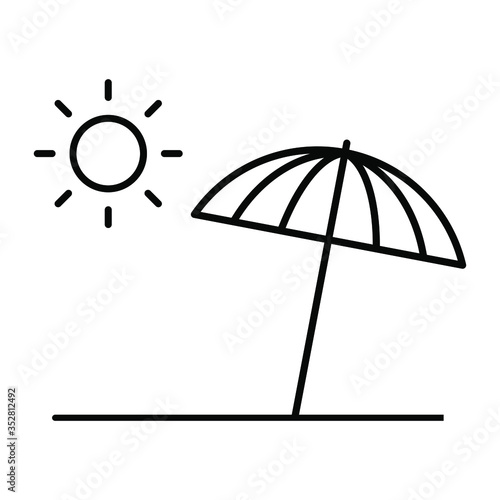 Beach umbrella outline vector icon. sunshade illustration sign collection. holiday symbol. summer logo.